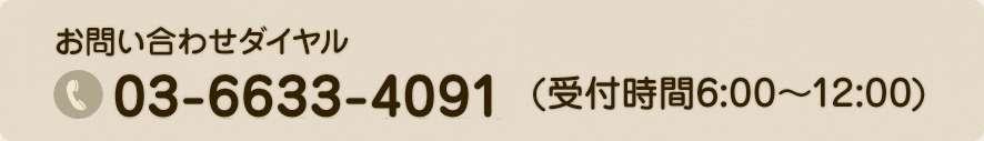 お問い合わせダイヤル:03-6633-4091受付時間6:00～12:00