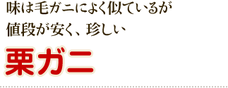 味は毛ガニによく似ているが 値段が安く、珍しい栗ガニ